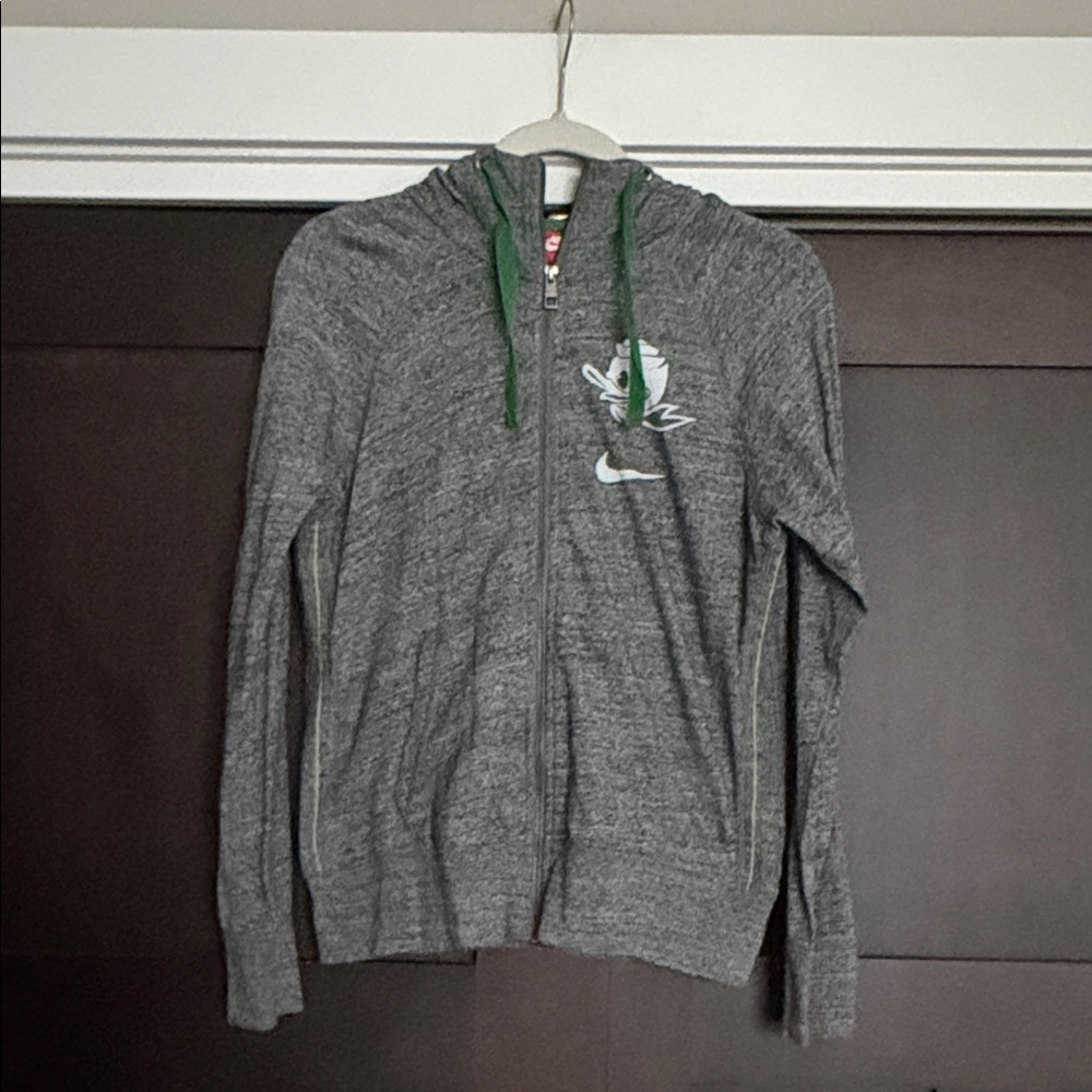Nike Oregon Ducks Women’s Lightweight Heather Gray Full Zip Hooded Jacket Medium